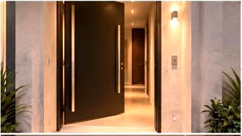 Rendering dell’ingresso della villetta bifamiliare a Jesolo